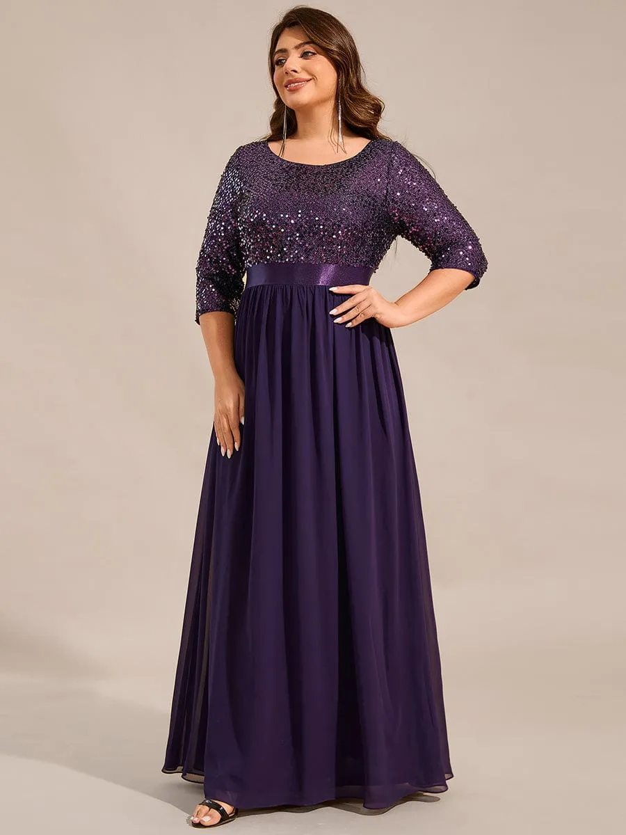 Edith | Plus Size Women's Long Chiffon & Sequin Evening Dresses for Mother of the Bride