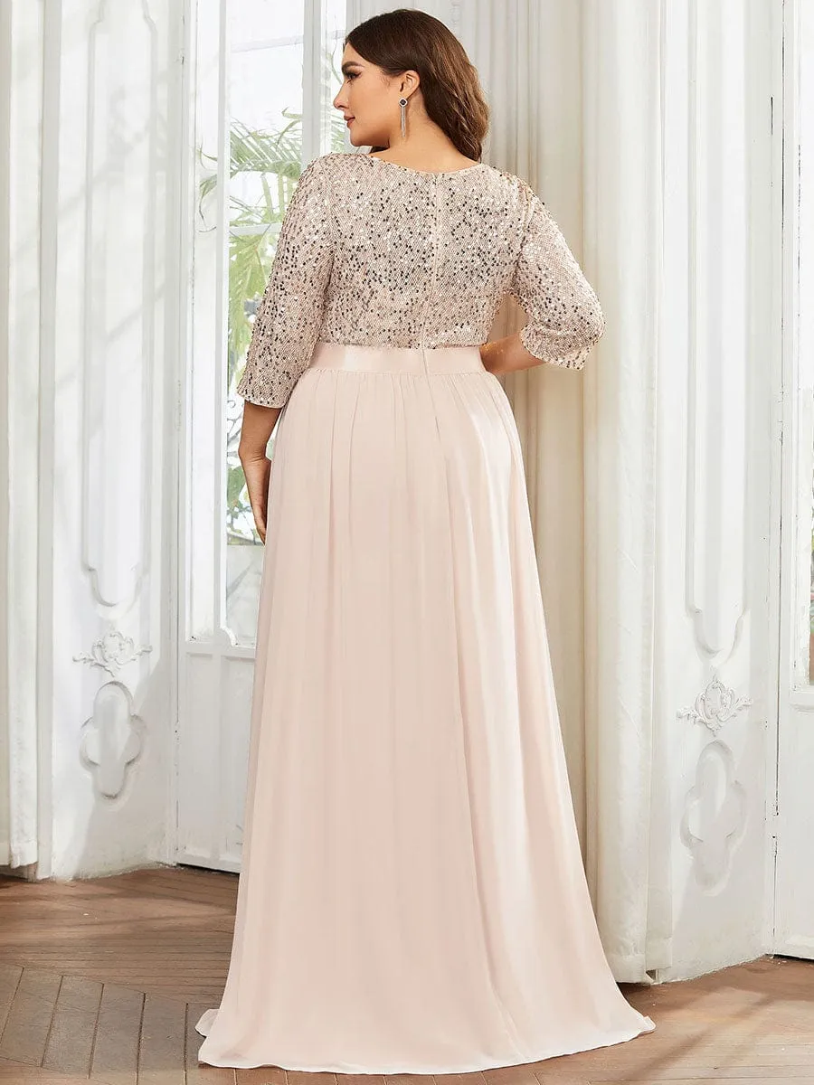 Edith | Plus Size Women's Long Chiffon & Sequin Evening Dresses for Mother of the Bride