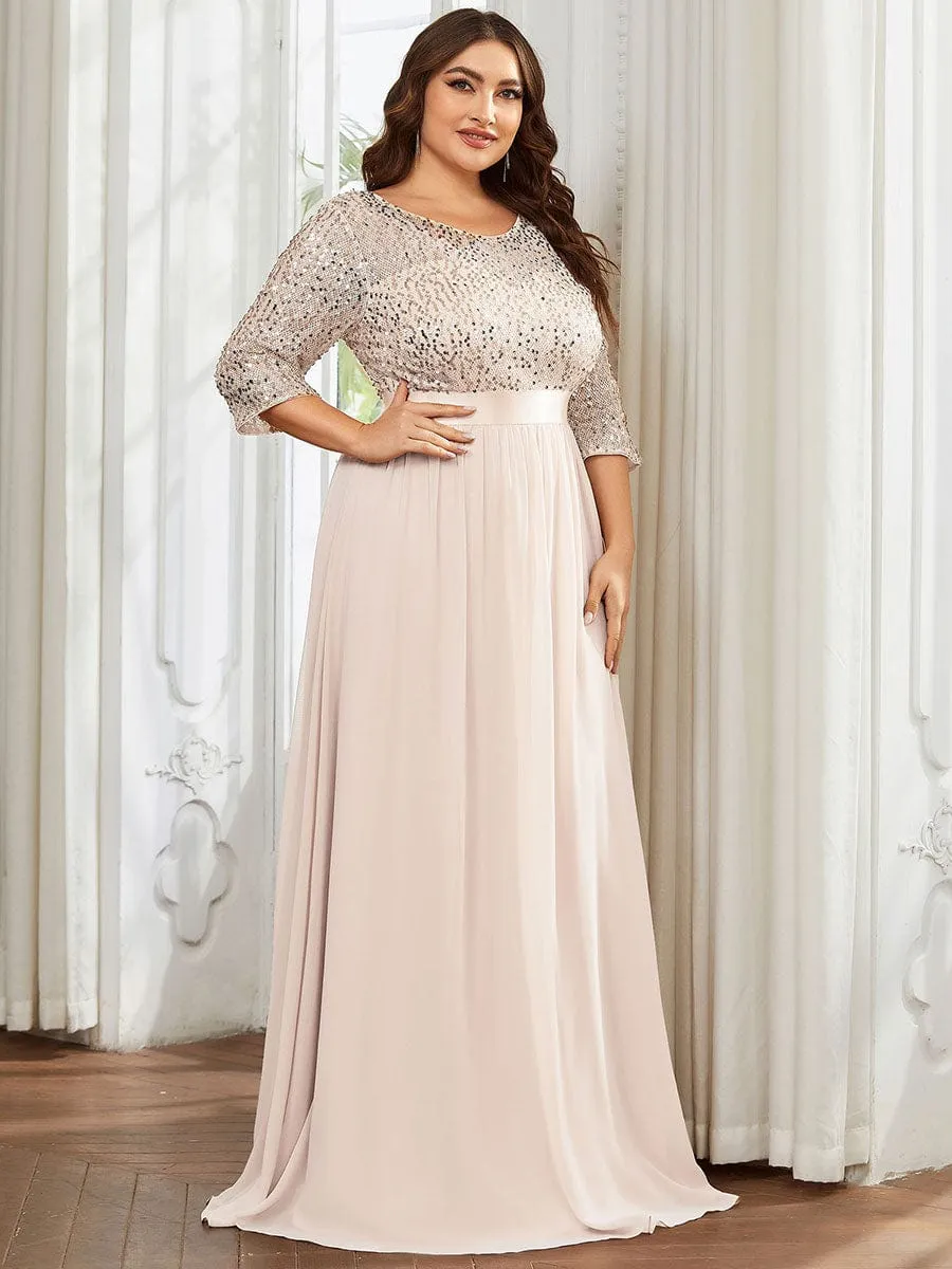 Edith | Plus Size Women's Long Chiffon & Sequin Evening Dresses for Mother of the Bride