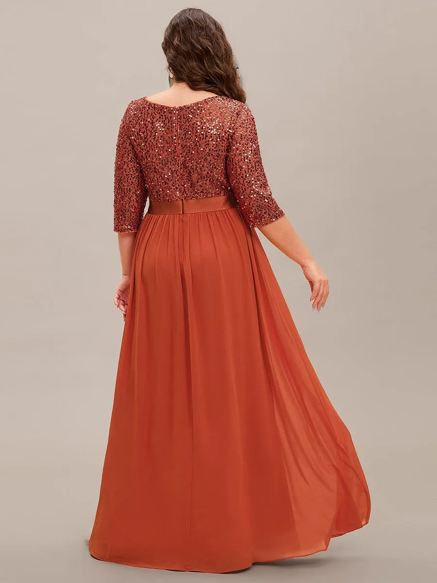 Edith | Plus Size Women's Long Chiffon & Sequin Evening Dresses for Mother of the Bride