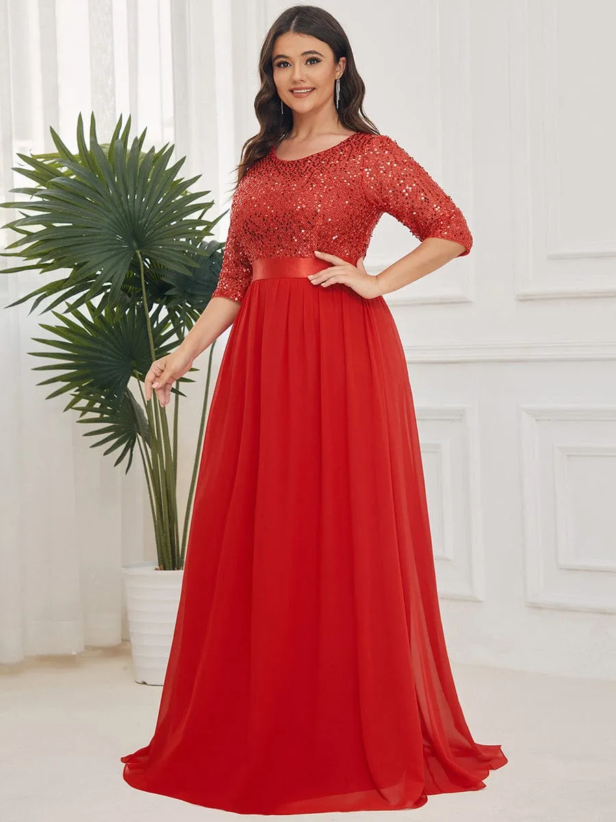 Edith | Plus Size Women's Long Chiffon & Sequin Evening Dresses for Mother of the Bride