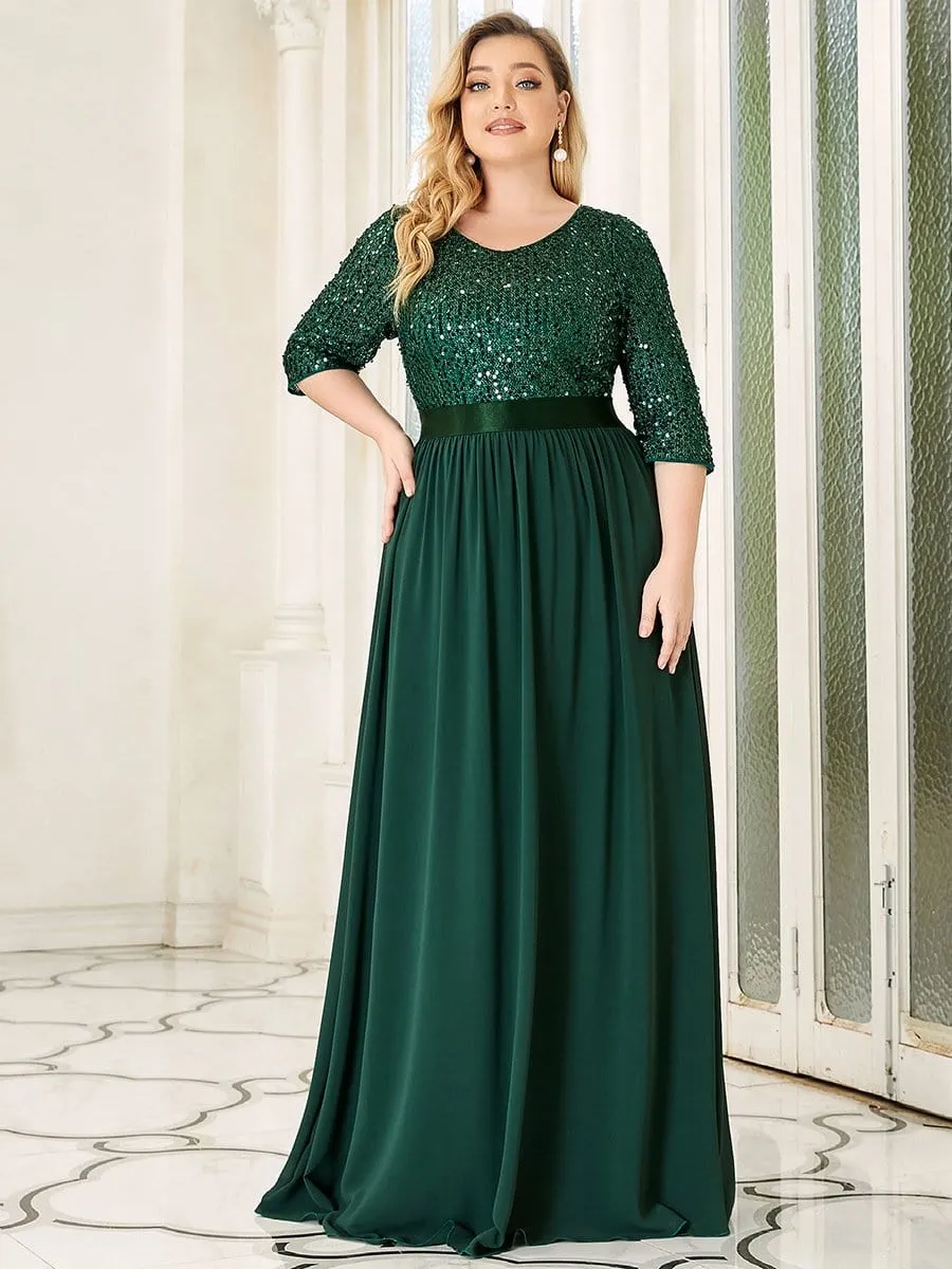 Edith | Plus Size Women's Long Chiffon & Sequin Evening Dresses for Mother of the Bride