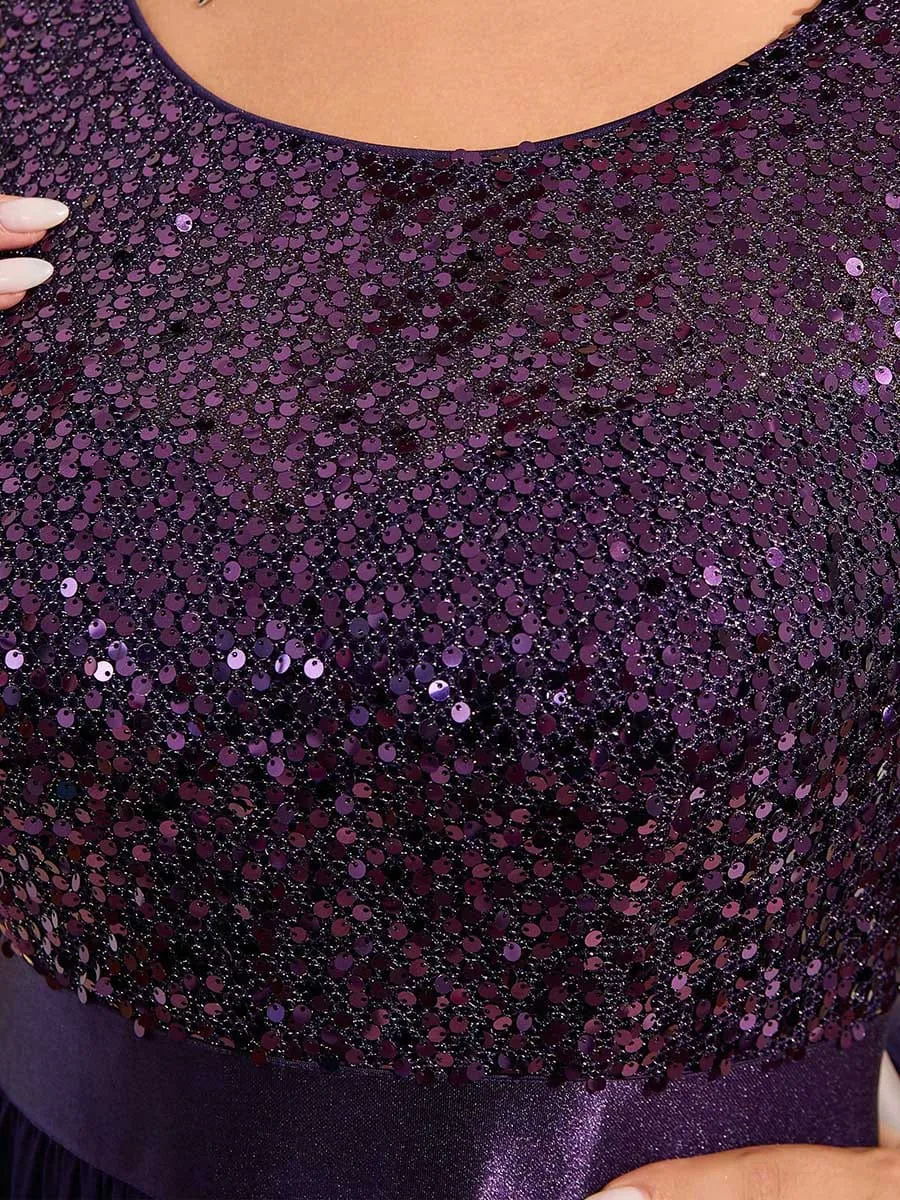 Edith | Plus Size Women's Long Chiffon & Sequin Evening Dresses for Mother of the Bride