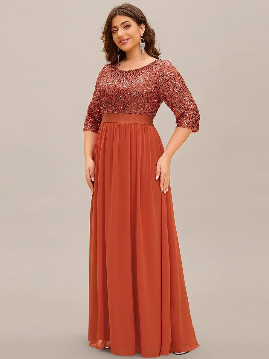 Edith | Plus Size Women's Long Chiffon & Sequin Evening Dresses for Mother of the Bride