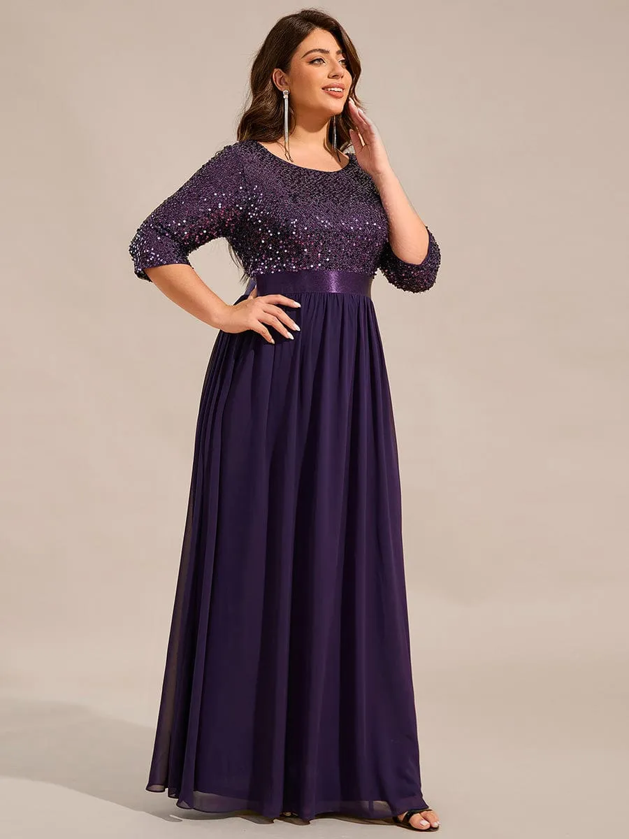 Edith | Plus Size Women's Long Chiffon & Sequin Evening Dresses for Mother of the Bride