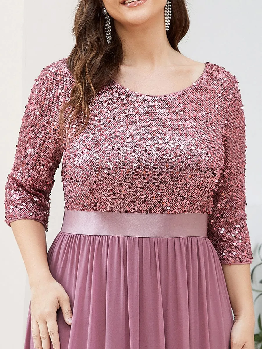 Edith | Plus Size Women's Long Chiffon & Sequin Evening Dresses for Mother of the Bride