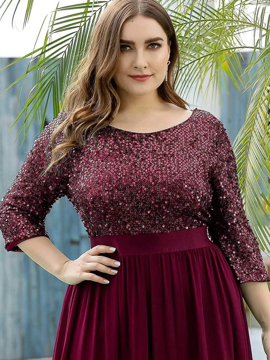 Edith | Plus Size Women's Long Chiffon & Sequin Evening Dresses for Mother of the Bride