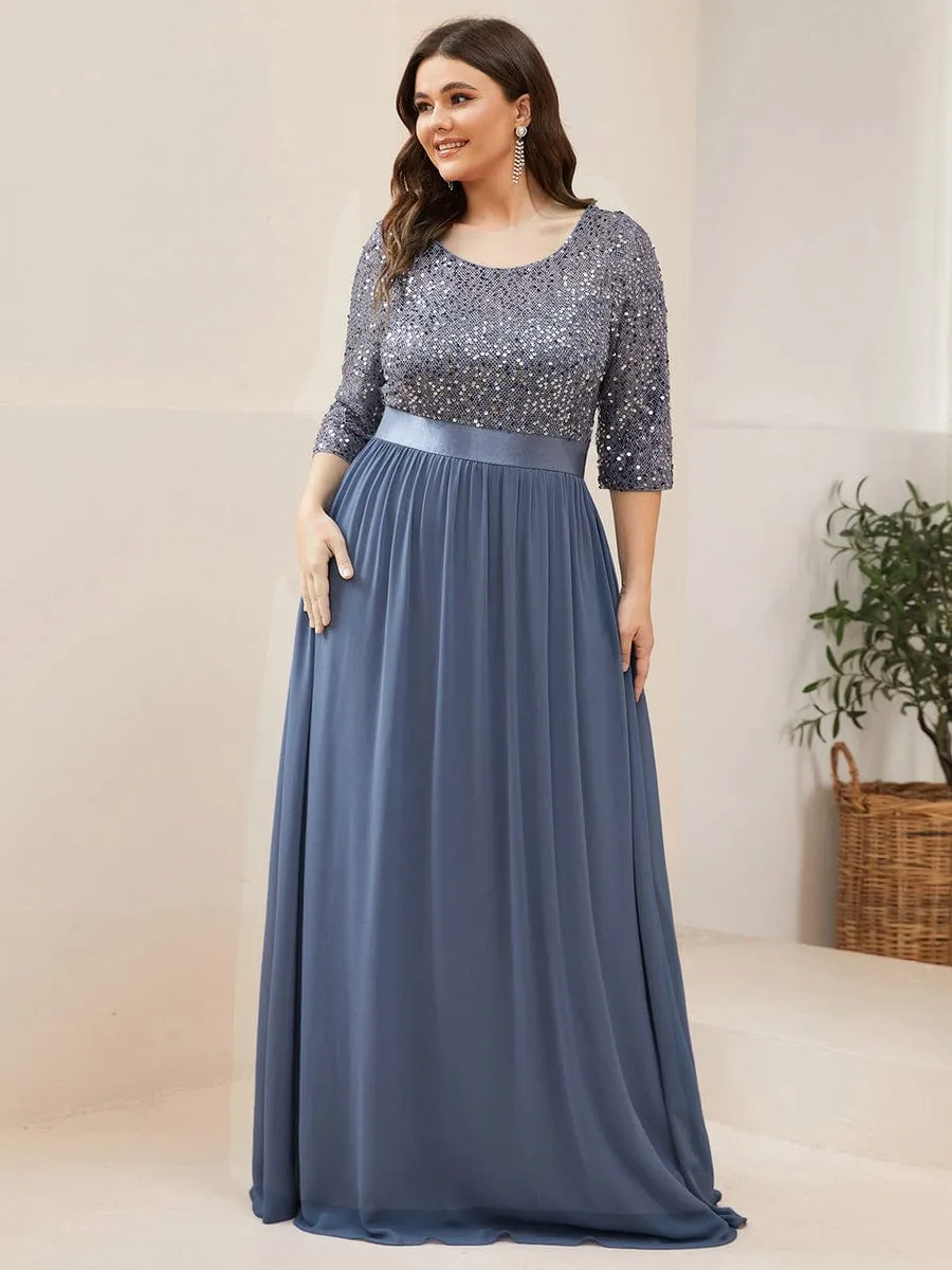 Edith | Plus Size Women's Long Chiffon & Sequin Evening Dresses for Mother of the Bride