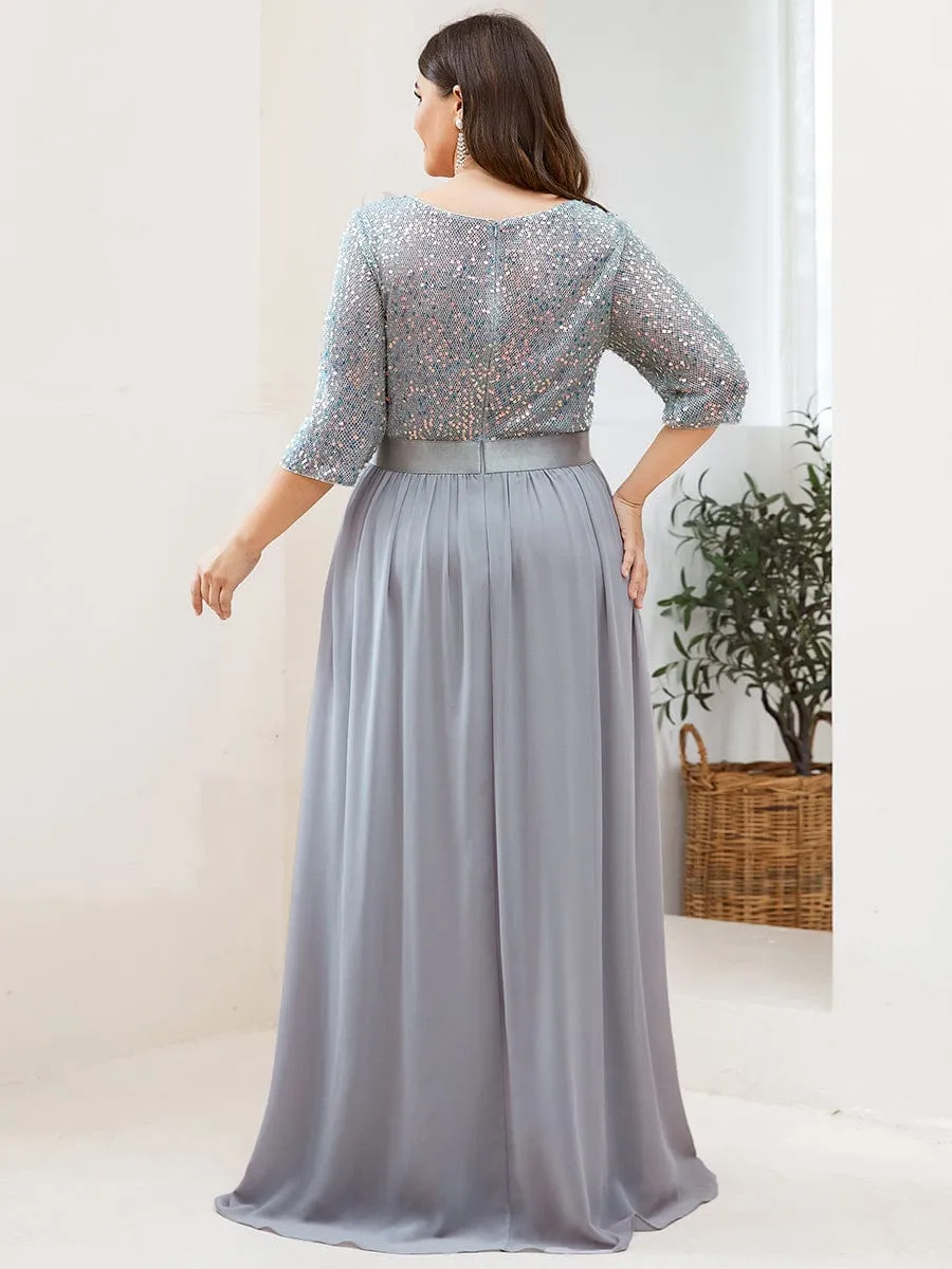 Edith | Plus Size Women's Long Chiffon & Sequin Evening Dresses for Mother of the Bride