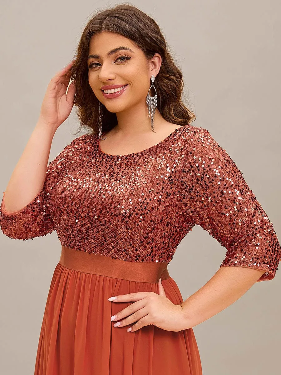 Edith | Plus Size Women's Long Chiffon & Sequin Evening Dresses for Mother of the Bride