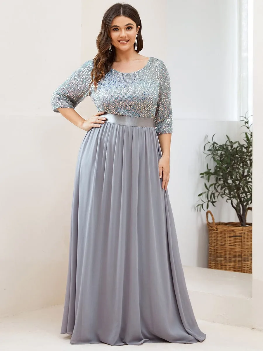 Edith | Plus Size Women's Long Chiffon & Sequin Evening Dresses for Mother of the Bride