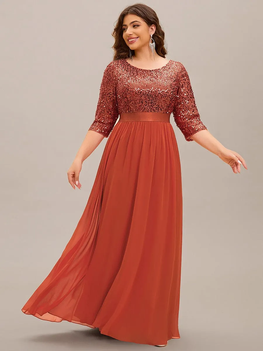Edith | Plus Size Women's Long Chiffon & Sequin Evening Dresses for Mother of the Bride