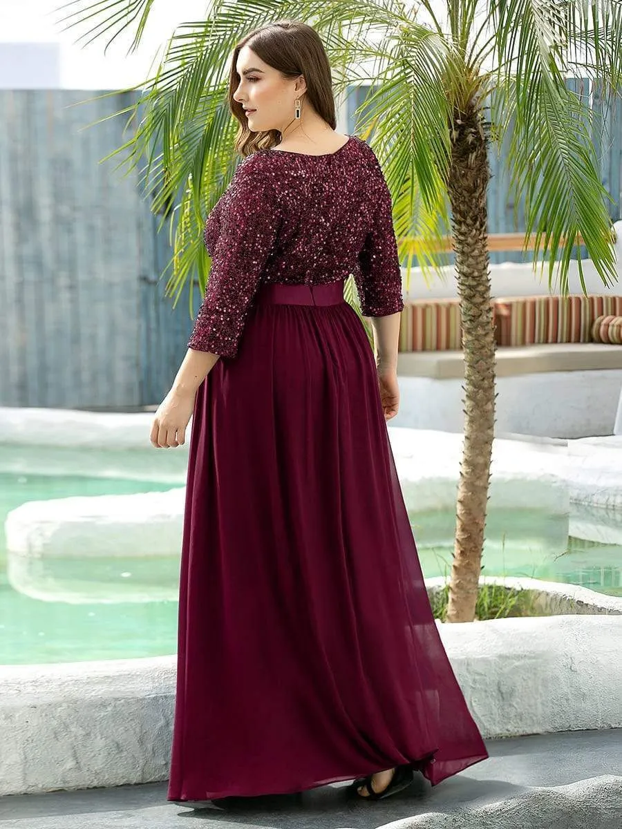Edith | Plus Size Women's Long Chiffon & Sequin Evening Dresses for Mother of the Bride