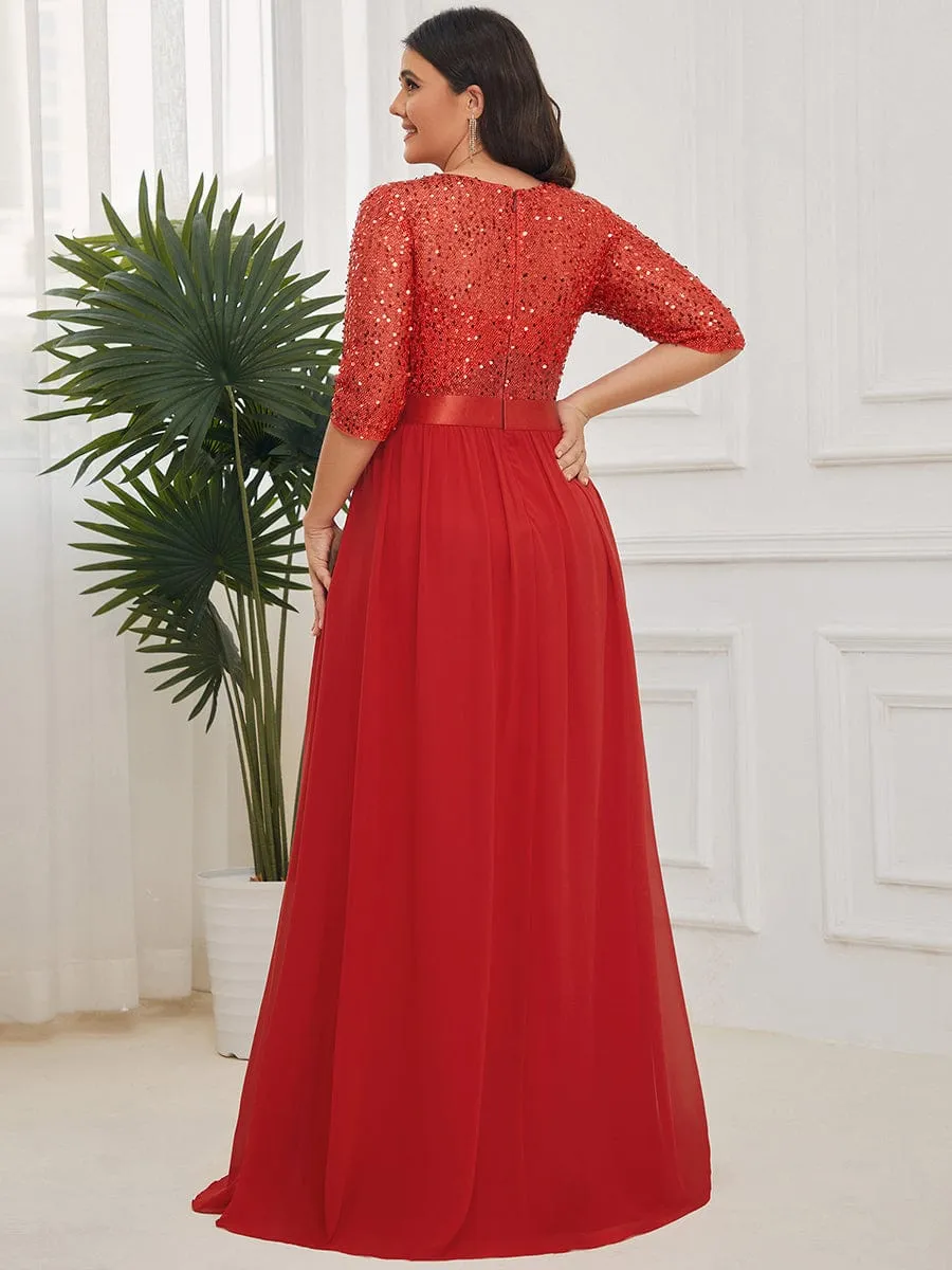 Edith | Plus Size Women's Long Chiffon & Sequin Evening Dresses for Mother of the Bride