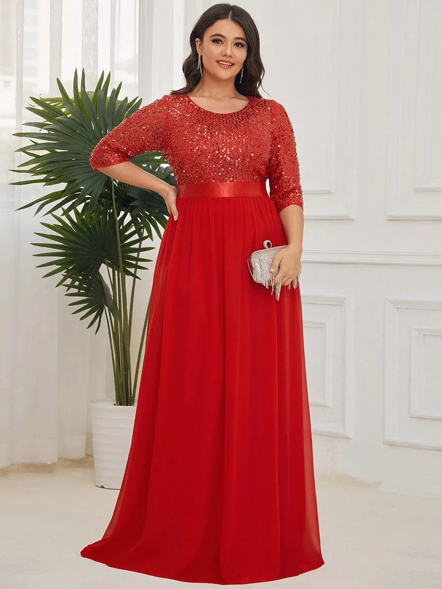Edith | Plus Size Women's Long Chiffon & Sequin Evening Dresses for Mother of the Bride