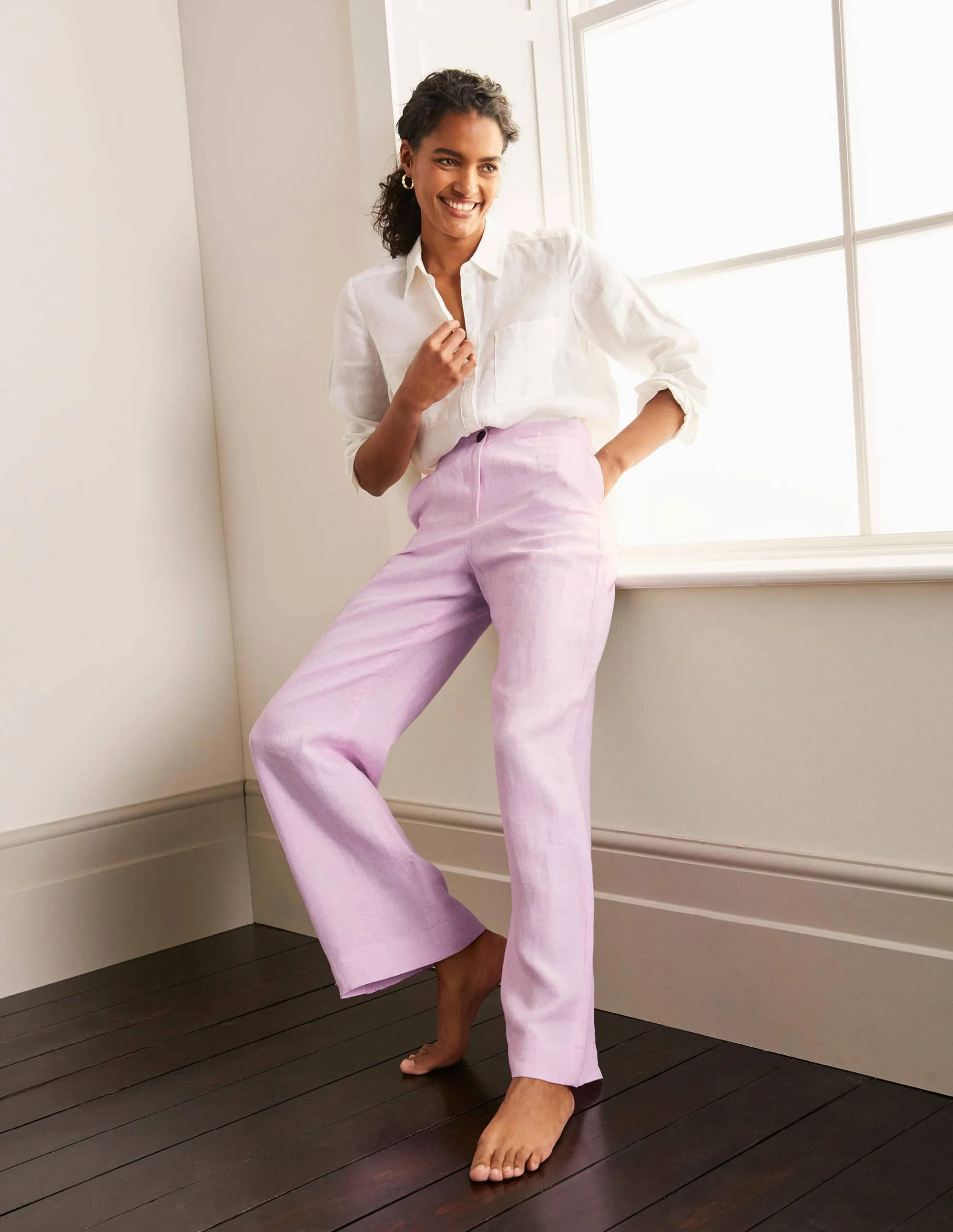 Eldon Linen Trousers-Soft Peony Tonic