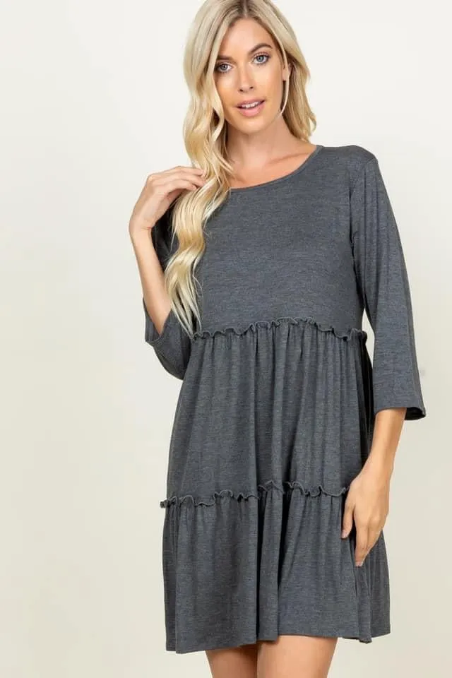 Flowy dress w/ ruffle accent-3xl