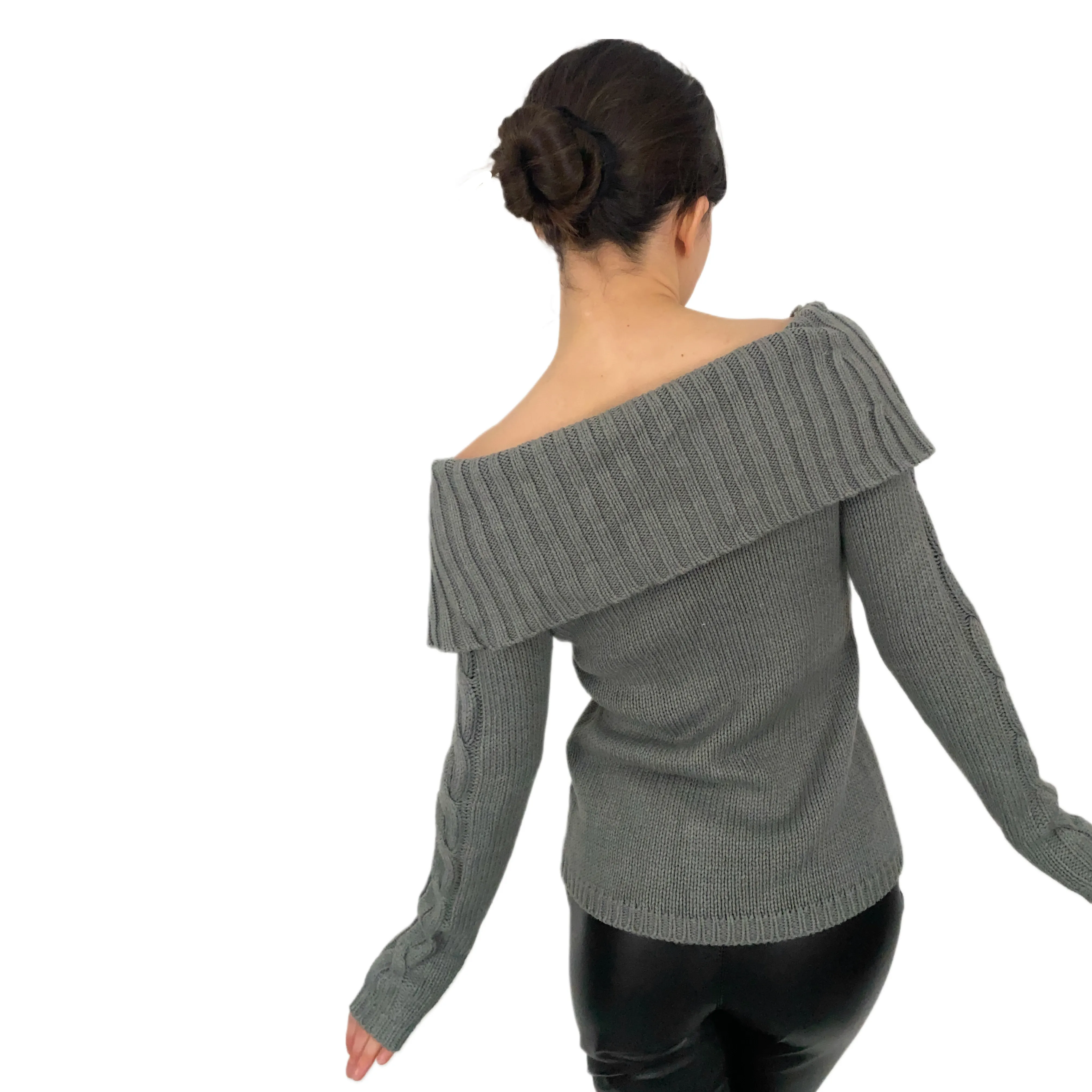 Gray Off The Shoulder Zip (S)