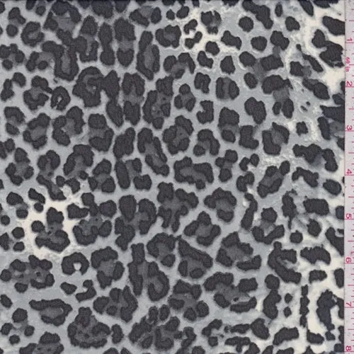 Ivory/Charcoal/Grey Mini Cheetah Georgette Fabric