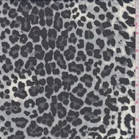 Ivory/Charcoal/Grey Mini Cheetah Georgette Fabric