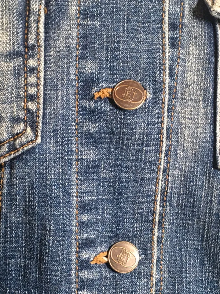 John Eshaya Size P/S Blue Denim Gray Knit Sleeve Jacket - 2400-192-51320