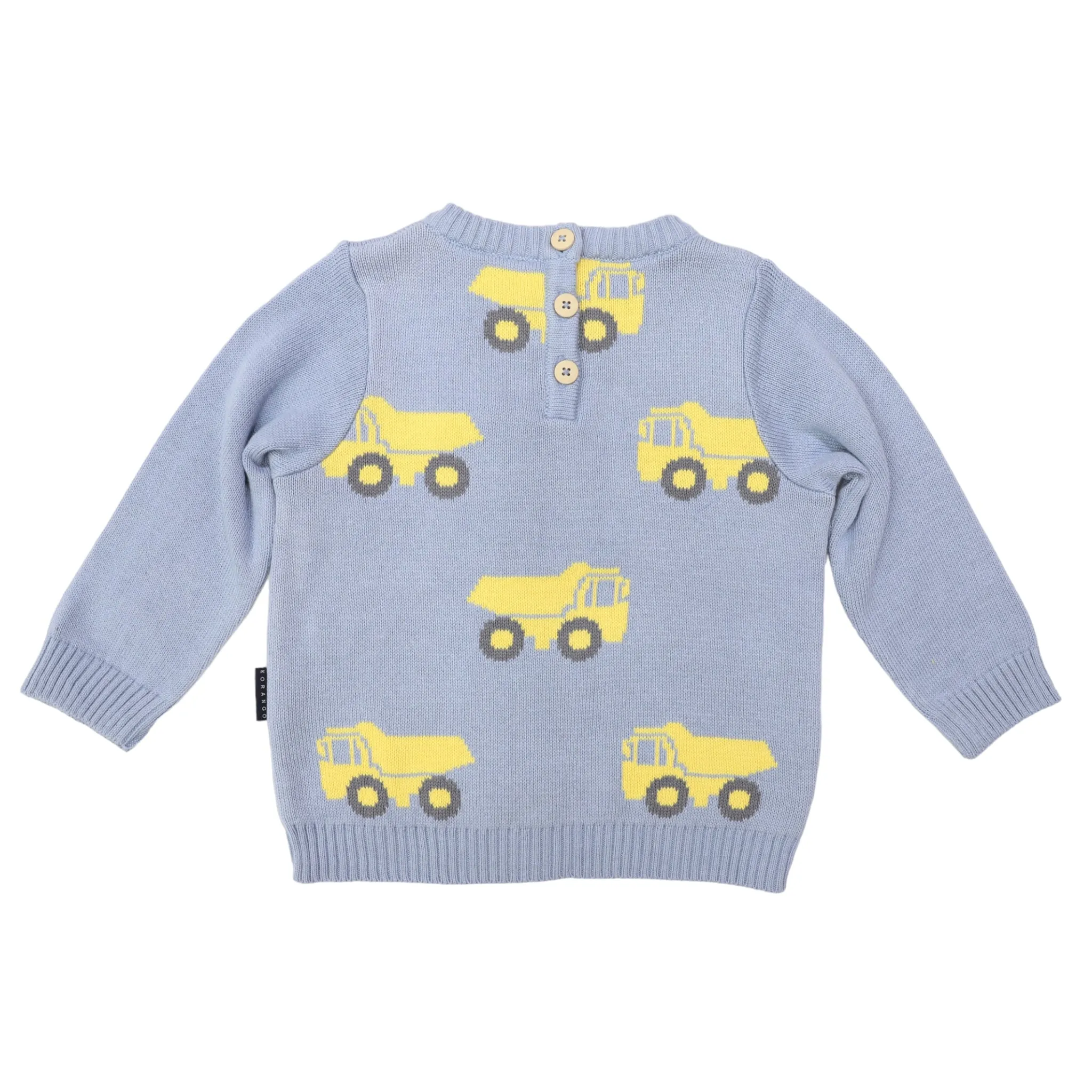 Knit Sweater with Truck Design Dusty Blue