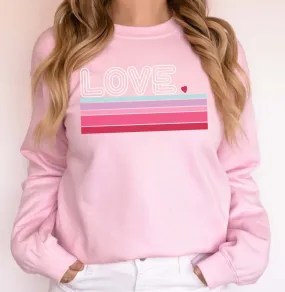 Love Striped Crew Sweatshirt