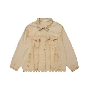 Men Denim Coat Jean Jackets Ripped Washed Do the Old Cowboy Coat Men's Irregular Hem Jacket Top Denim Clothing