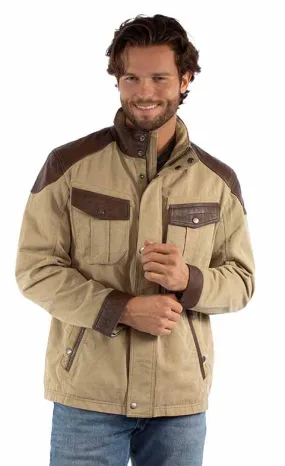 Men's Leather Jacket Collection: Scully Western Canvas And Leather Trim Sage