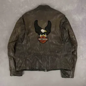 MEN'S VINTAGE 1990S HARLEY DAVIDSON FULL ZIP LEATHER JACKET - X-LARGE