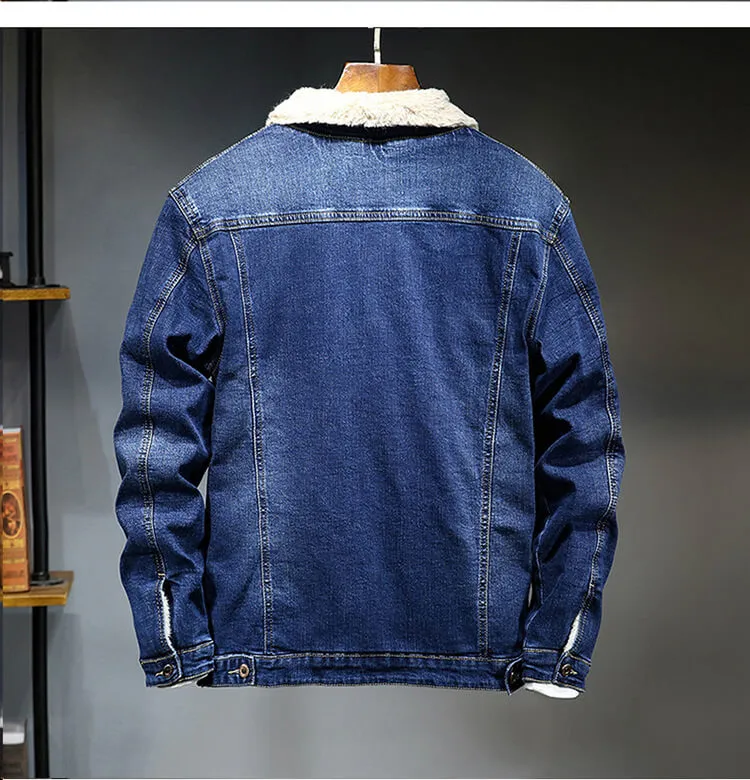 Newest Thick Men's Denim Jacket Long Sleeve Denim Jacket Coats