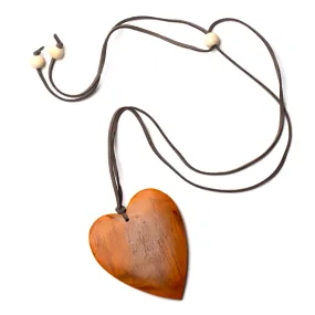 Orange Simple Wooden Heart  Necklace