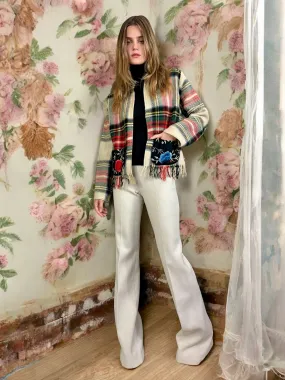 Oura, 70s plaid jacket with silk embroidery