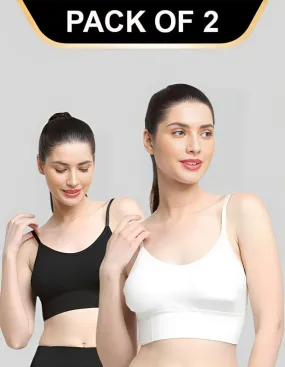 Padded & No Wire Dry Fit Solid Comfort Workout Bra for Women (Pack of 2)
