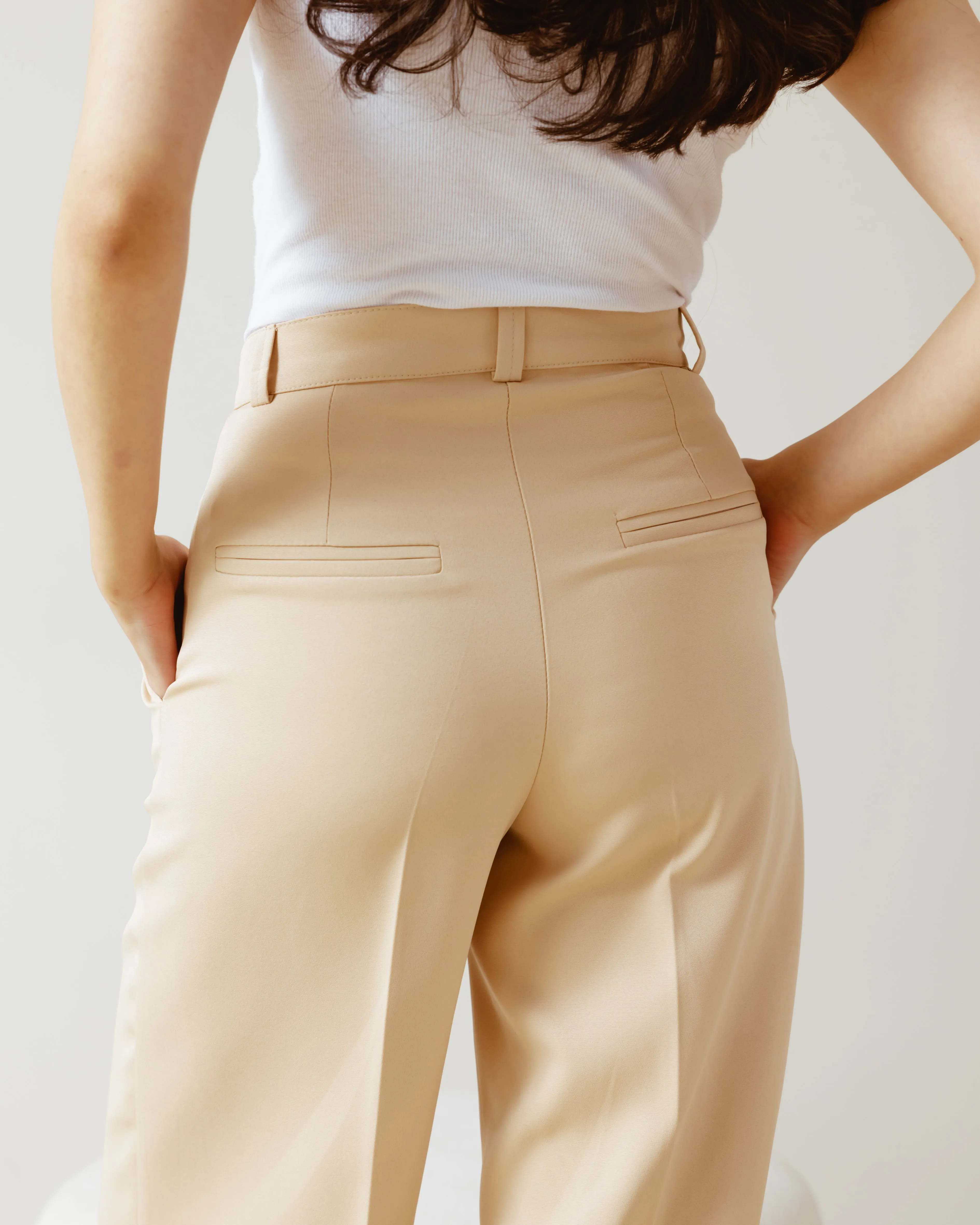 PLEATED WIDE LEG PANTS BEIGE