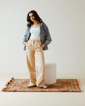 PLEATED WIDE LEG PANTS BEIGE