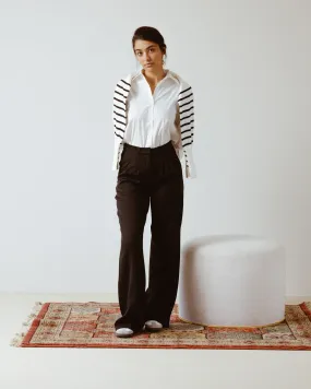 PLEATED WIDE LEG PANTS BLACK