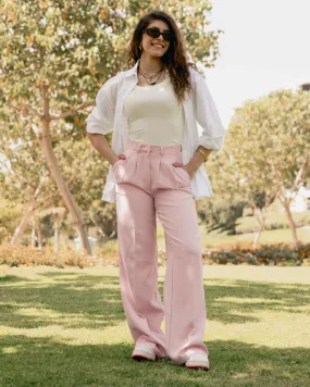 PLEATED WIDE LEG PANTS LIGHT PINK