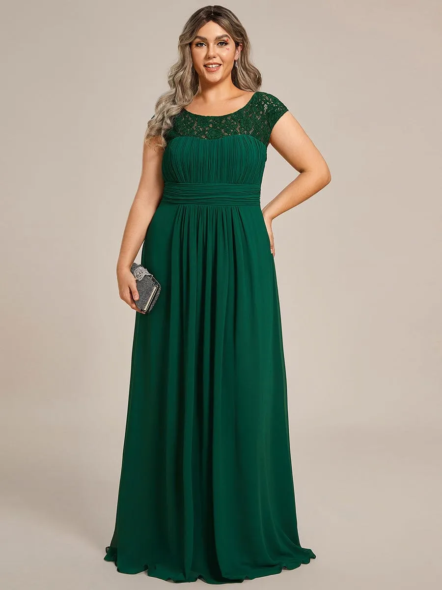 Plus Size Elegant Lace Chiffon Maxi Bridesmaid Dress
