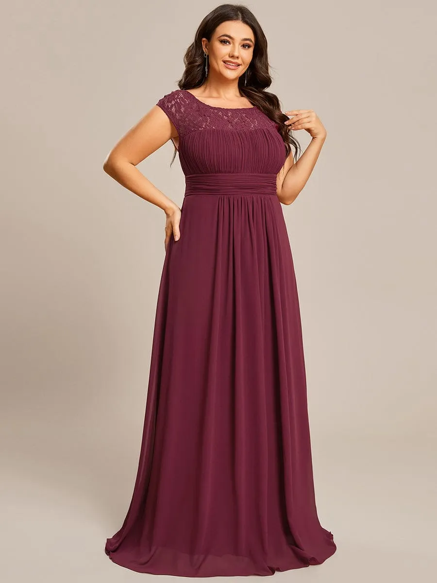 Plus Size Elegant Lace Chiffon Maxi Bridesmaid Dress