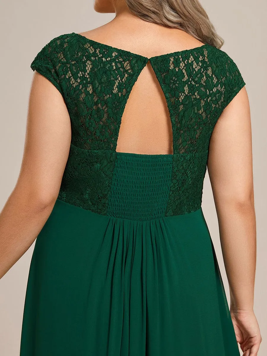 Plus Size Elegant Lace Chiffon Maxi Bridesmaid Dress