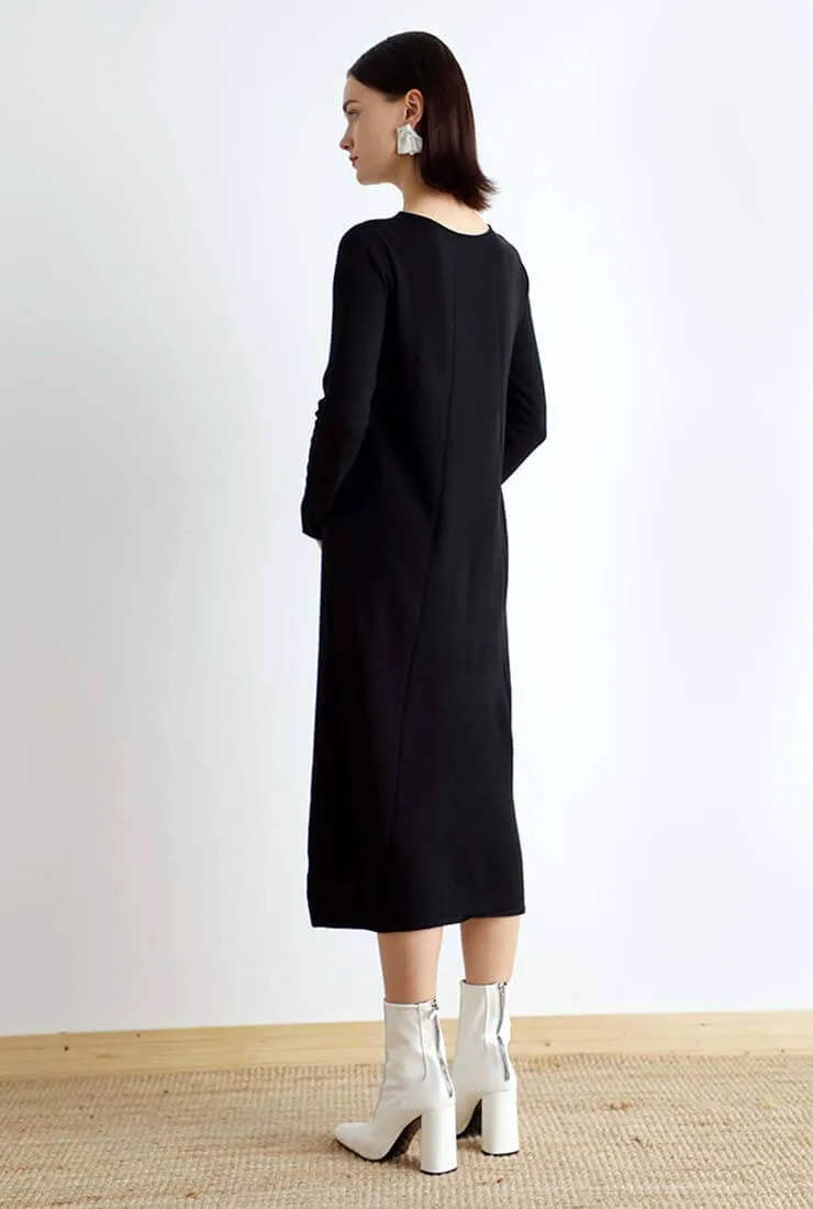 Pullover Sweater Long Sleeve Maxi Dress