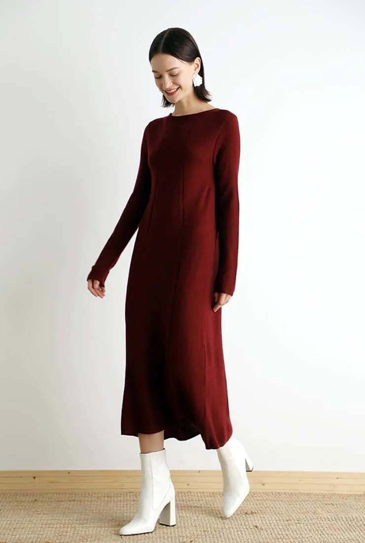 Pullover Sweater Long Sleeve Maxi Dress
