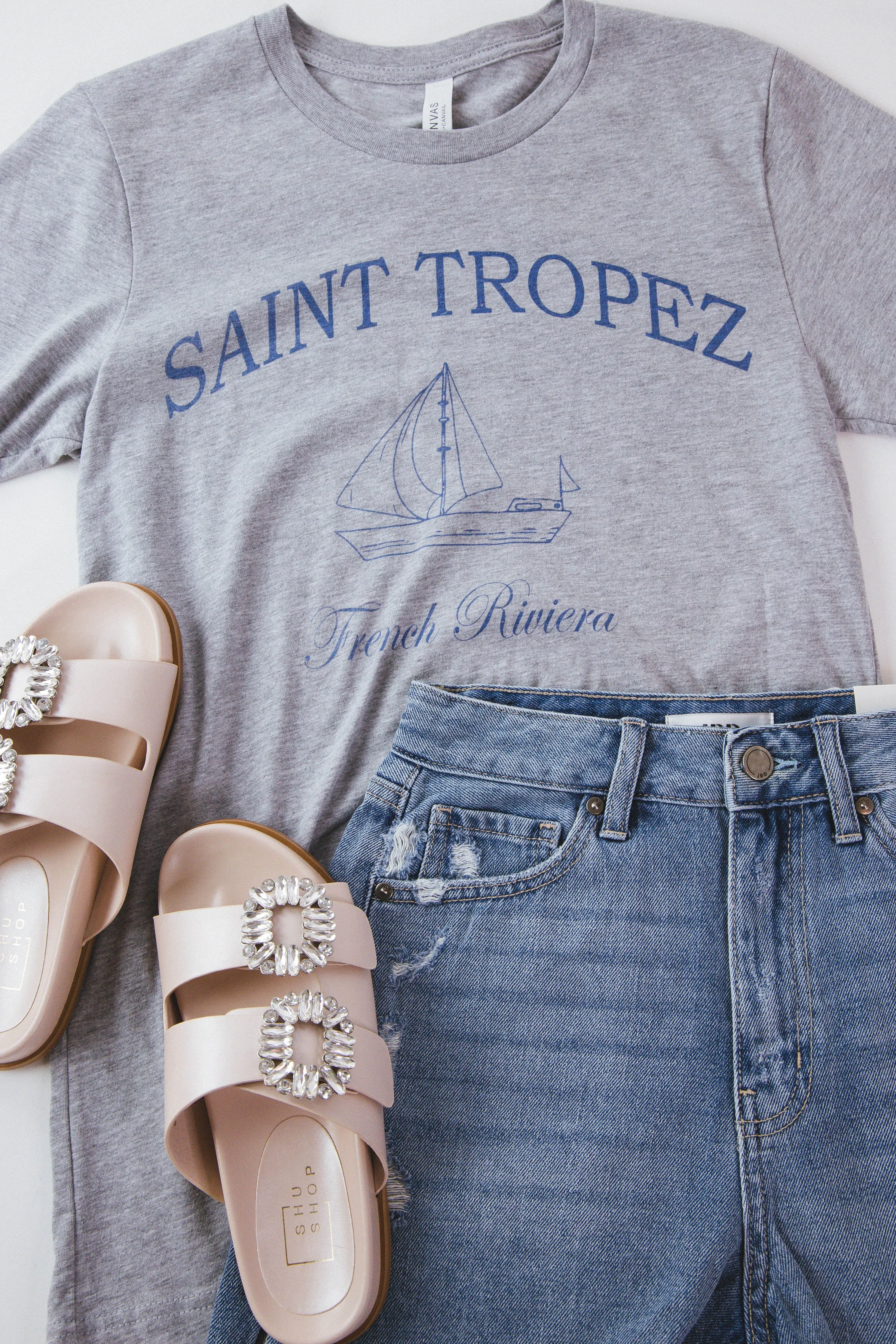 Saint Tropez Graphic Tee, Heather Grey