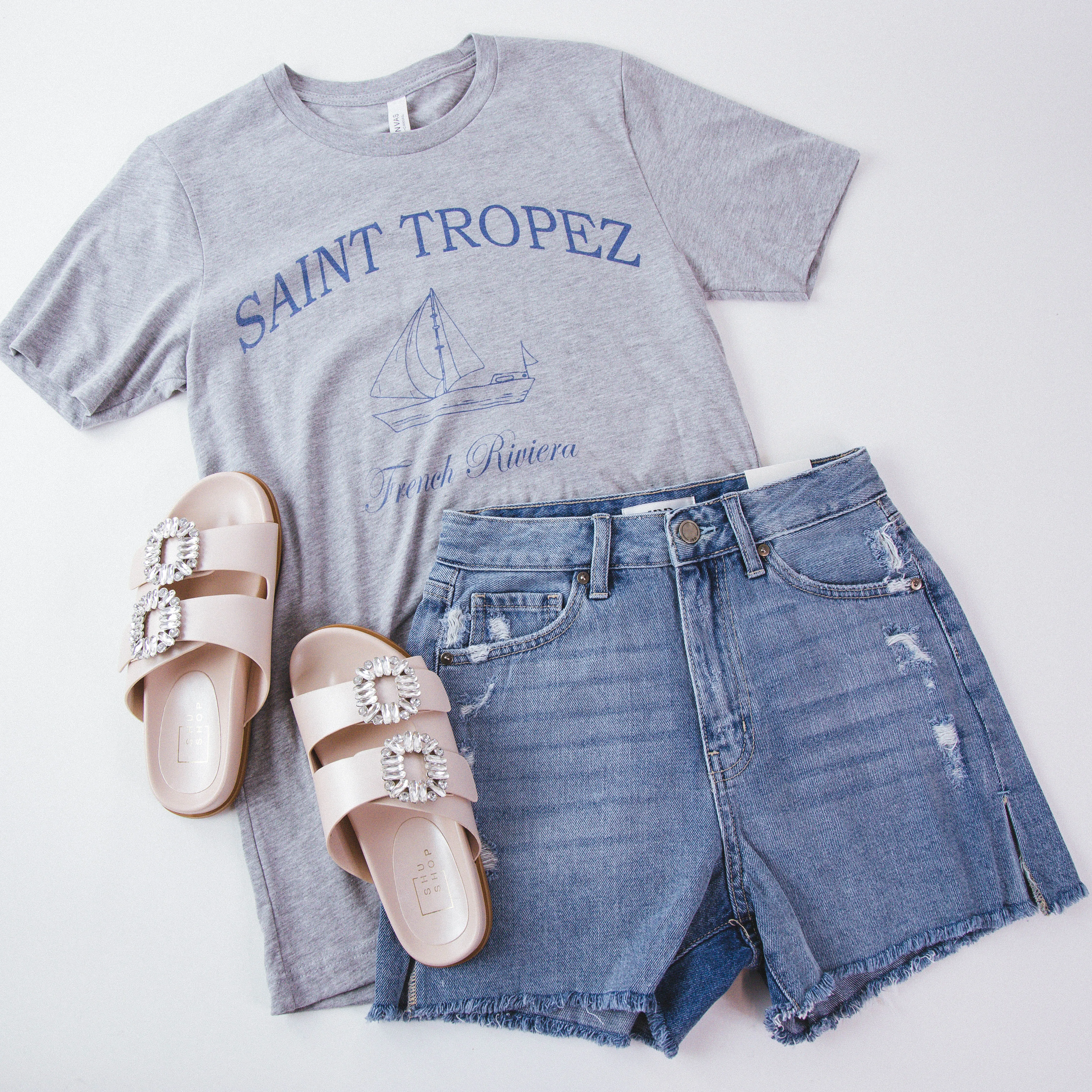 Saint Tropez Graphic Tee, Heather Grey