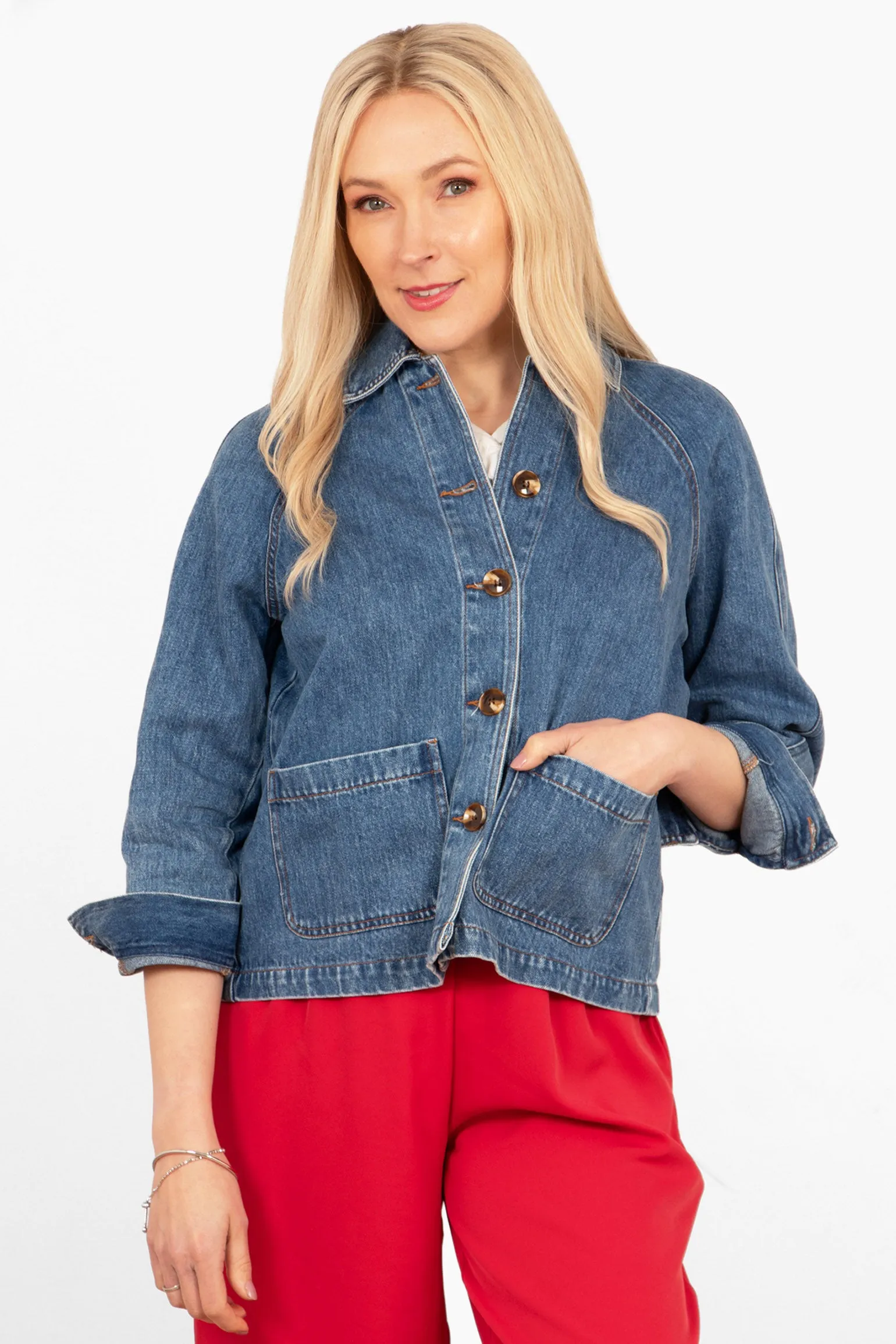 Shiloh Box Jacket - Blue, Denim