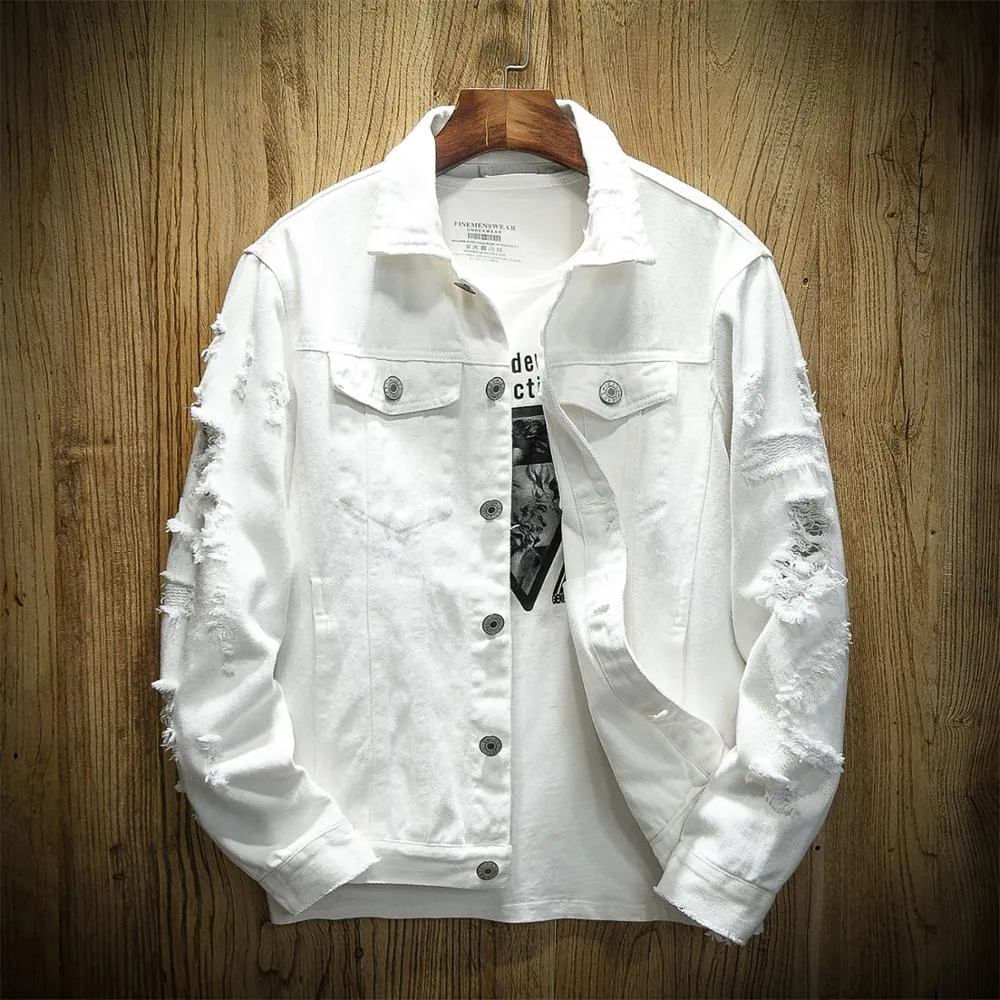 Slim Ripped Hole Denim Jacket