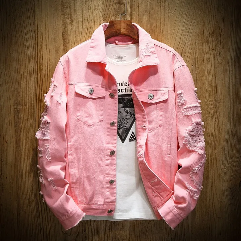 Slim Ripped Hole Denim Jacket