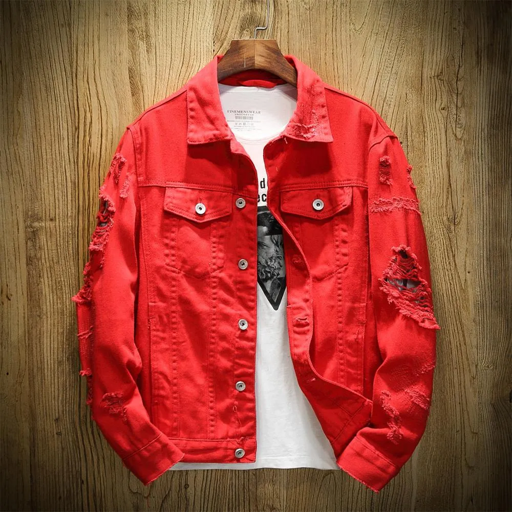 Slim Ripped Hole Denim Jacket