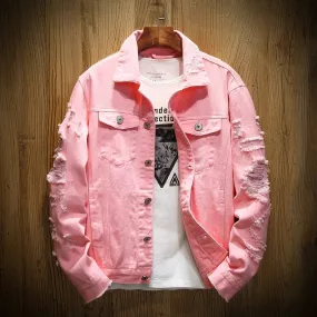 Slim Ripped Hole Denim Jacket